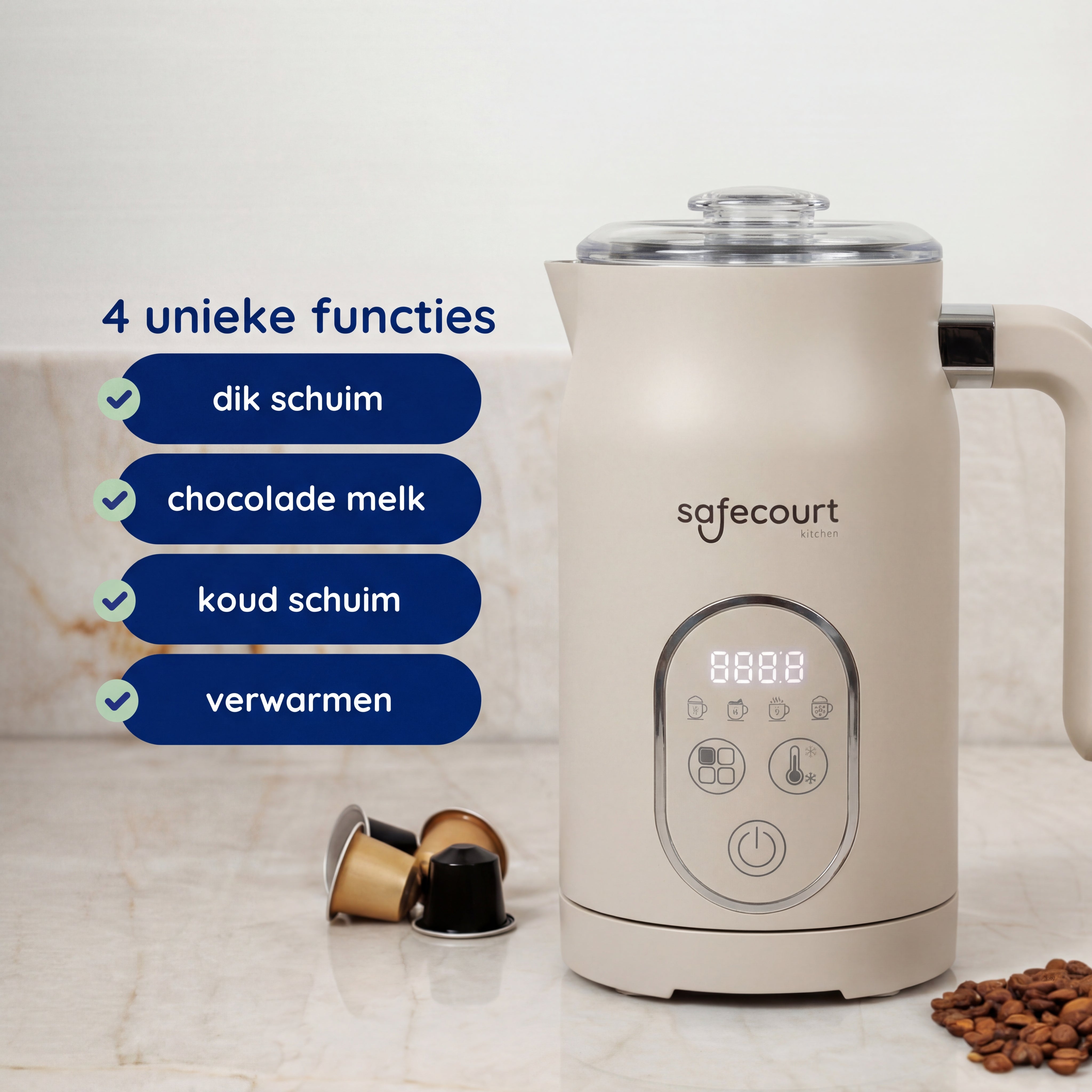 Melkopschuimer Plus - Beige