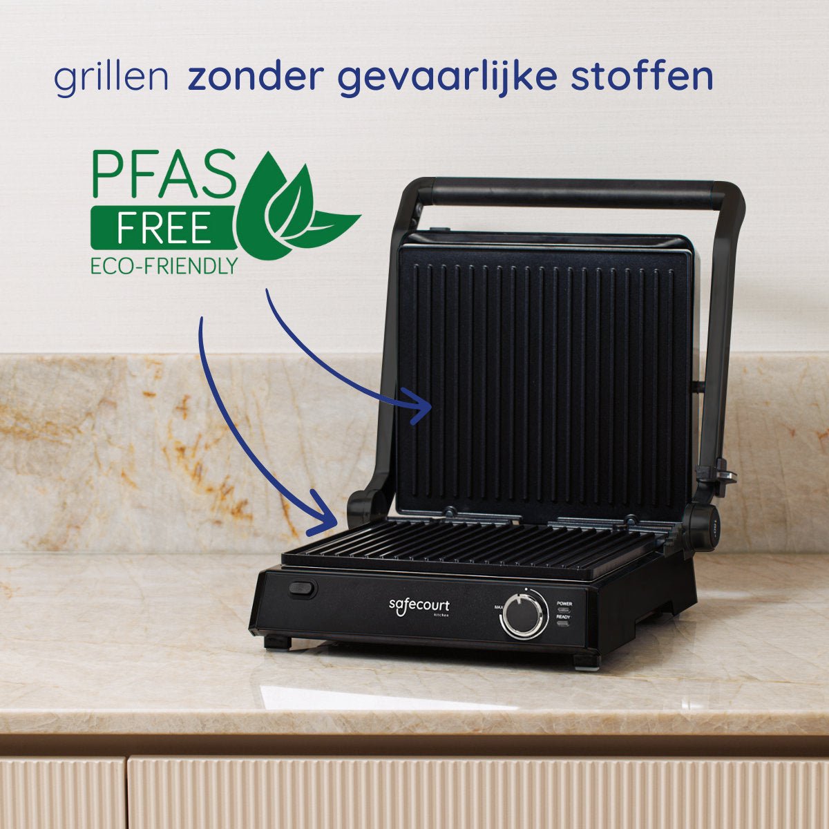 Contactgrill original zwart - Safecourt Kitchen