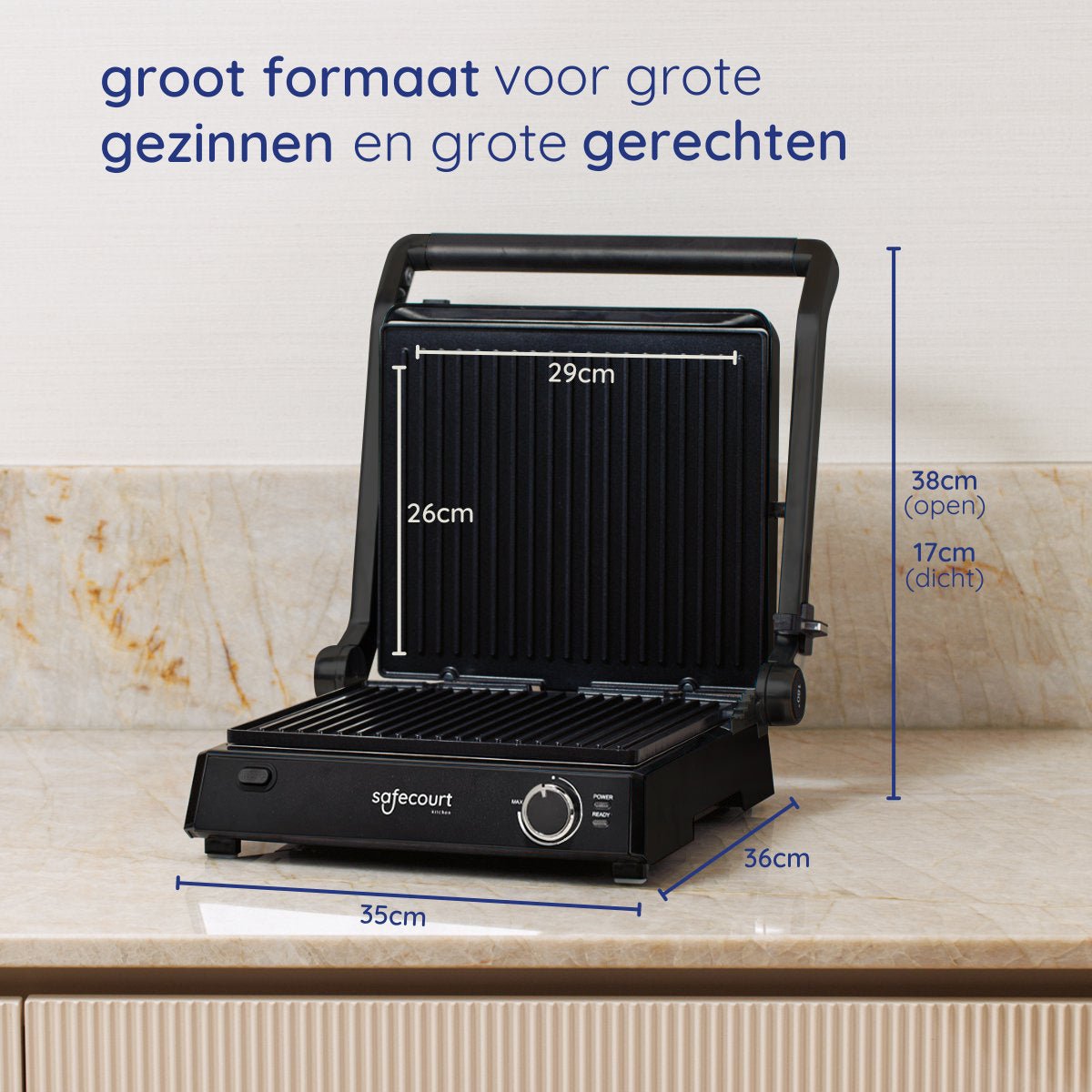 Contactgrill original zwart - Safecourt Kitchen