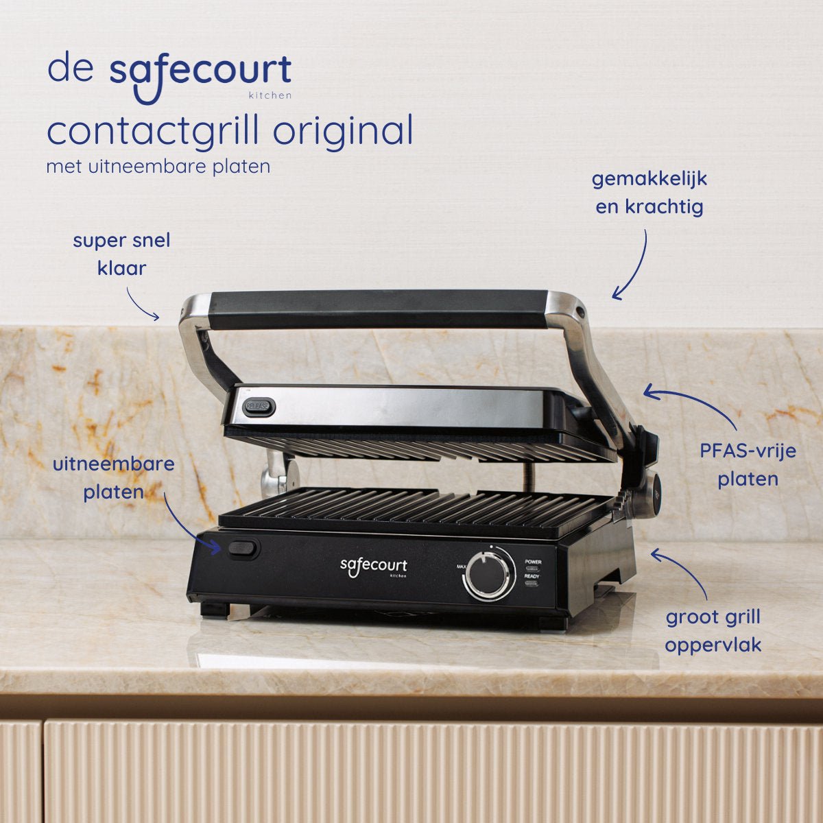 Contactgrill original zwart - Safecourt Kitchen