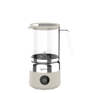 Digitale glazen melkopschuimer beige - Safecourt Kitchen