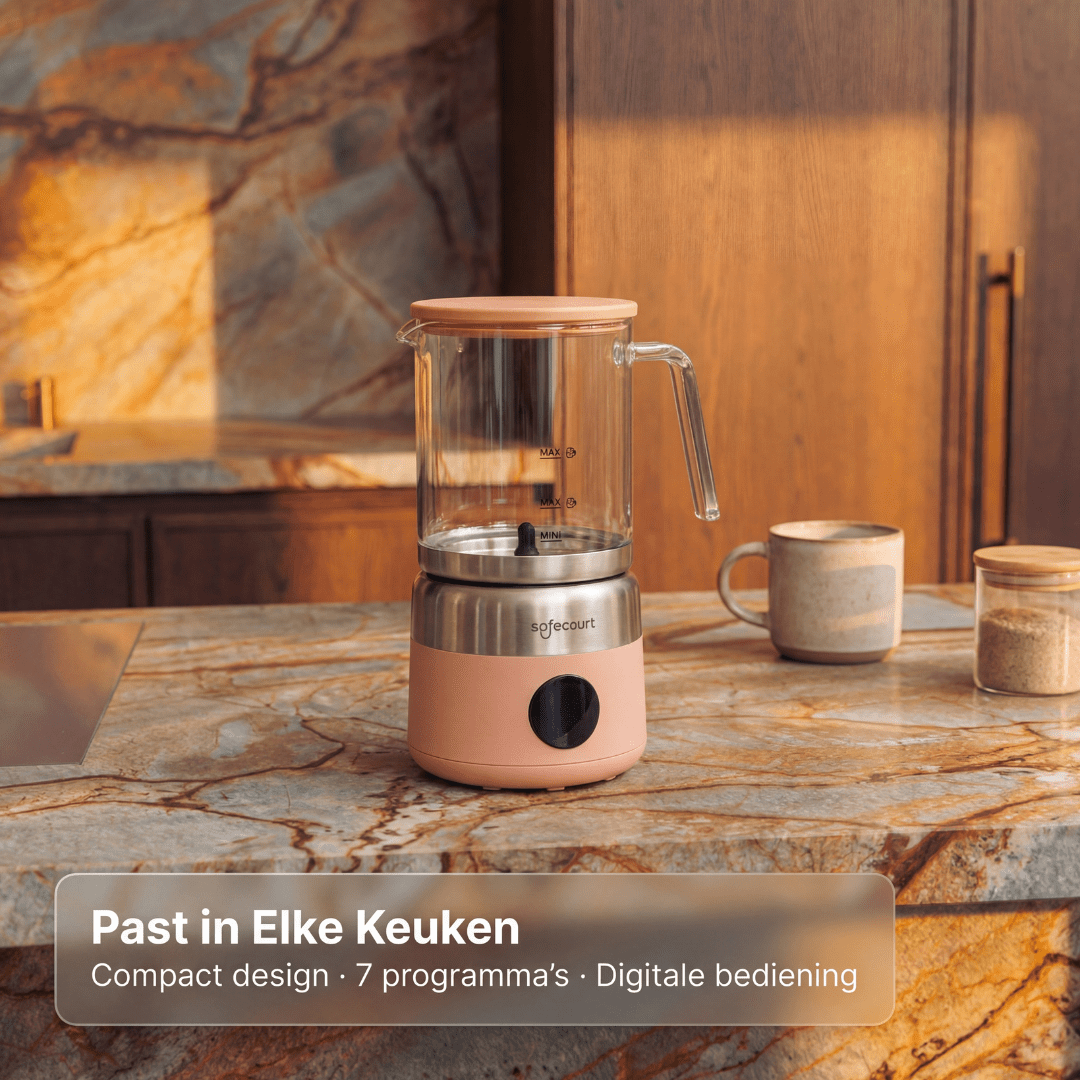 Digitale glazen melkopschuimer roze - Safecourt Kitchen