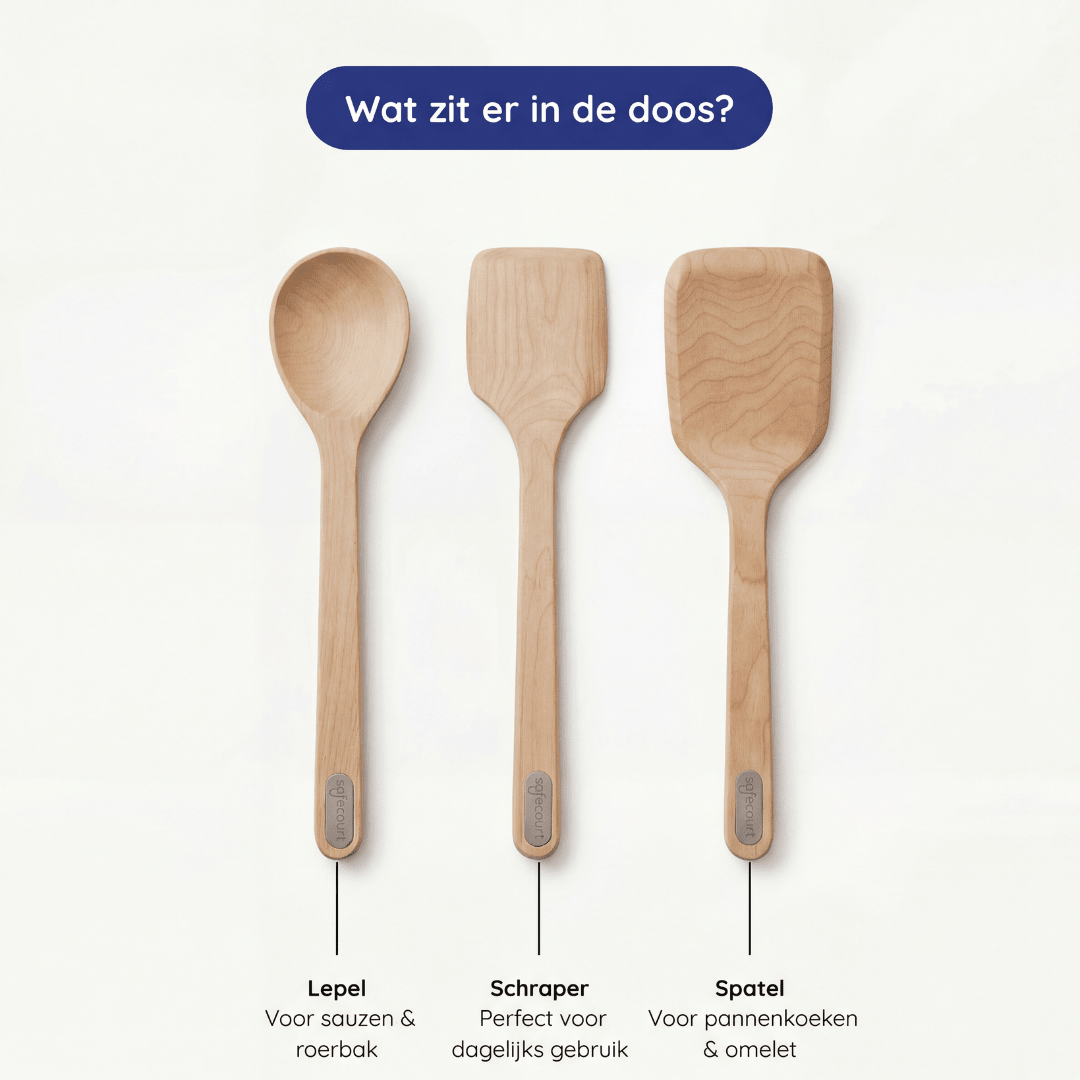 Houten Spatelset 100% FSC Berkenhout - Safecourt Kitchen