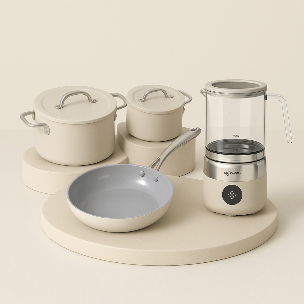 Koffie Startset – Zwarte Glazen Melkopschuimer + Koffiemolen - Safecourt Kitchen