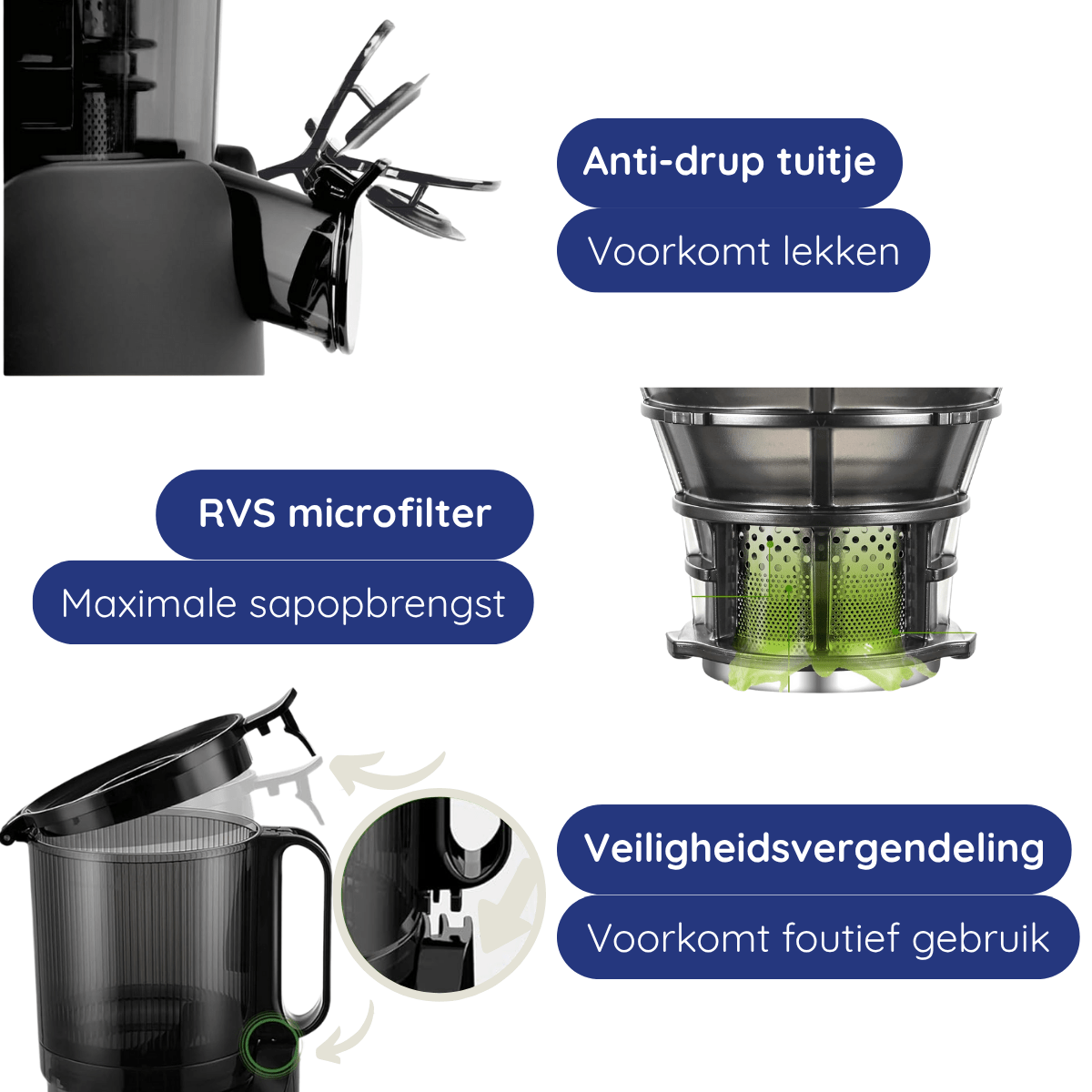 Slowjuicer ColdPress Pure Pro - zwart PRE ORDER - Safecourt Kitchen