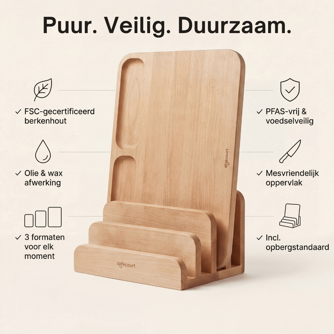 Snijplanken set 100% FSC berkenhout - Safecourt Kitchen