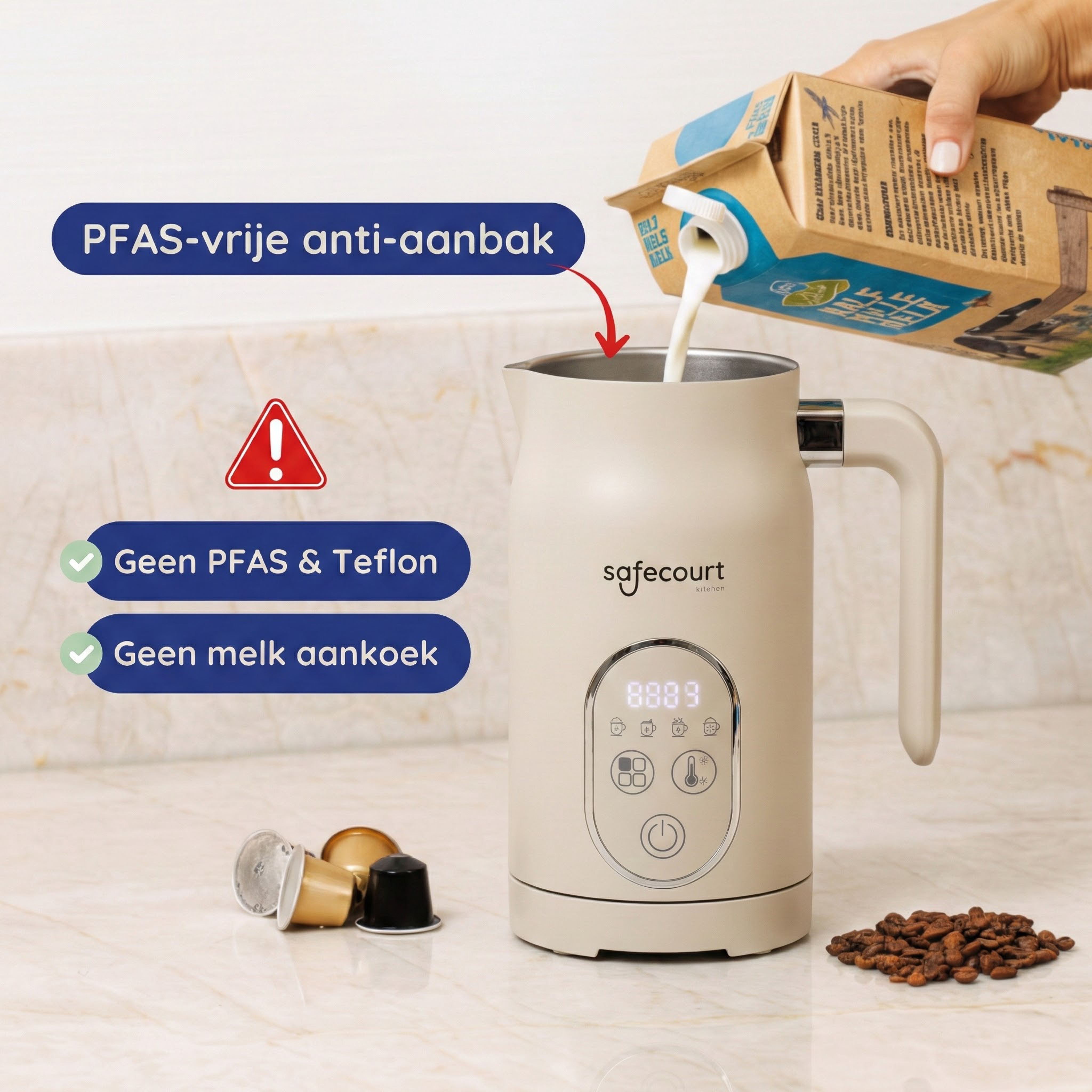 Melkopschuimer Plus - Beige