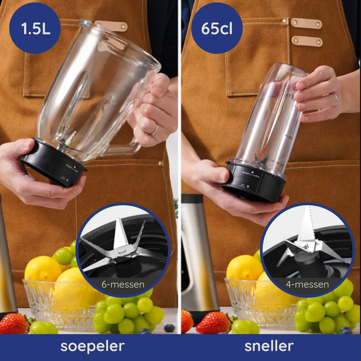 2-in-1 Blender Combo op een keukentafel