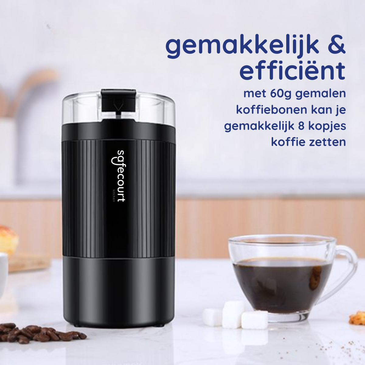 Koffiemolen met een volle beker koffiebonen voor een rijke smaak