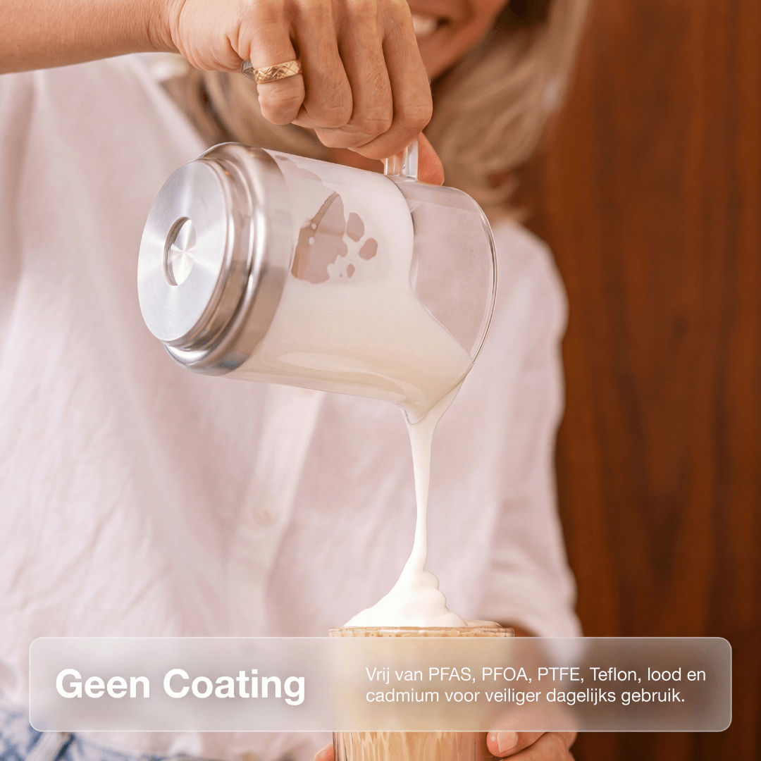 Digitale glazen melkopschuimer beige - Safecourt Kitchen