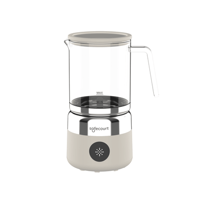 Digitale glazen melkopschuimer beige - Safecourt Kitchen