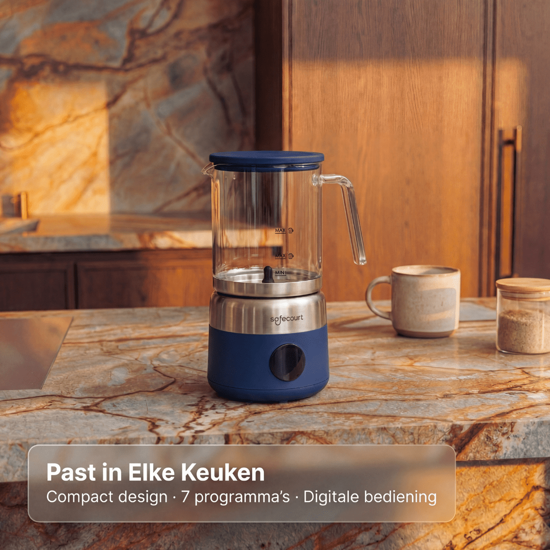 Digitale glazen melkopschuimer blauw - Safecourt Kitchen