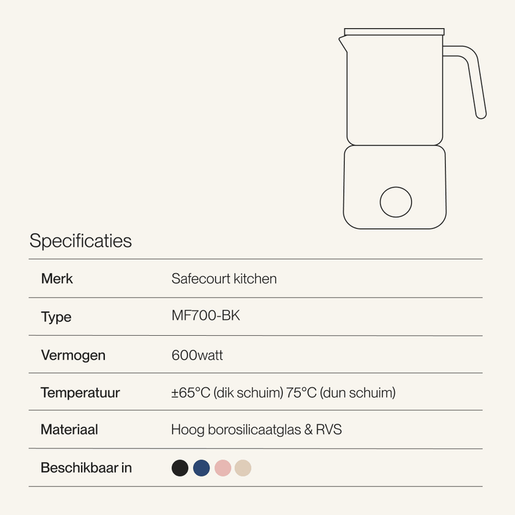 Digitale glazen melkopschuimer Onyx - Safecourt Kitchen
