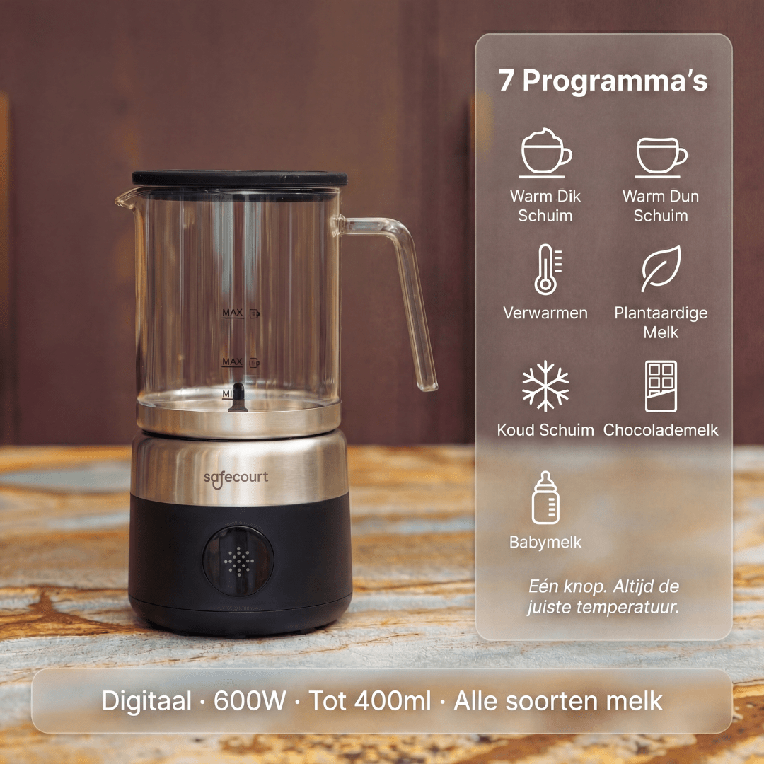 Digitale glazen melkopschuimer Onyx - Safecourt Kitchen