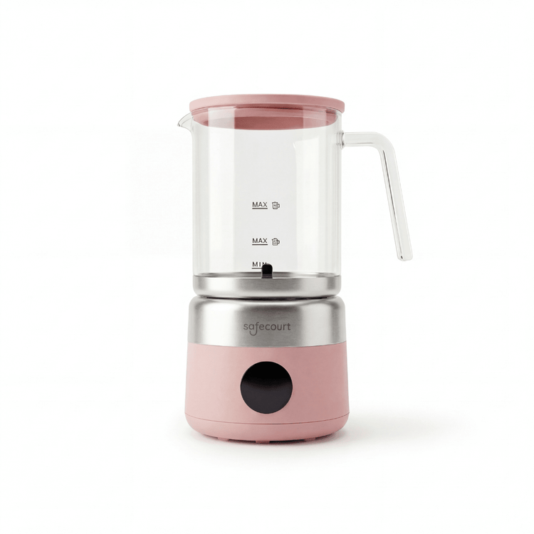 Digitale glazen melkopschuimer roze - Safecourt Kitchen