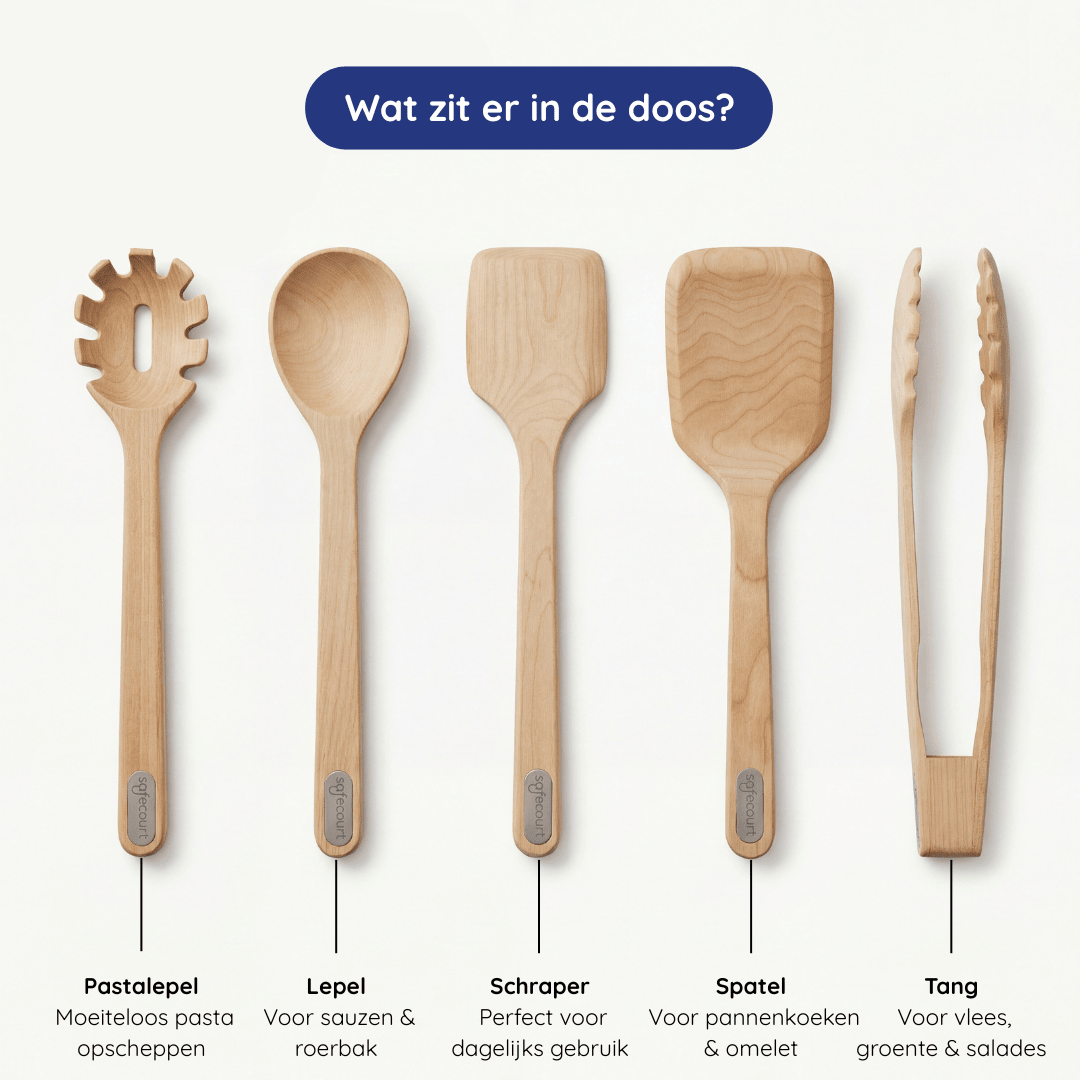 Houten Spatelset 100% FSC Berkenhout - Safecourt Kitchen