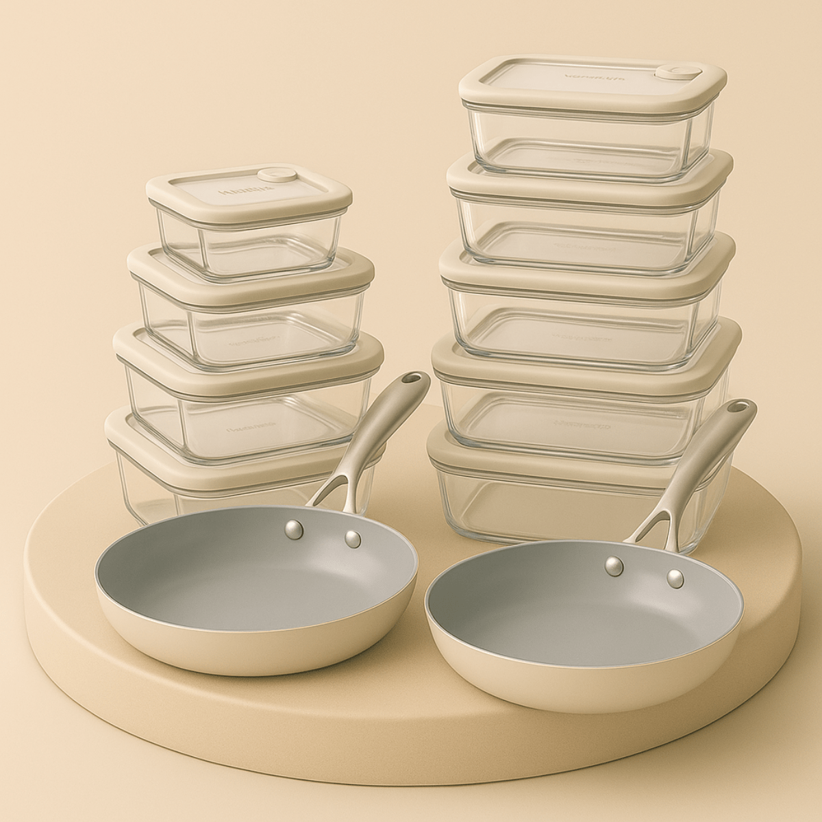 Koekenpan (1+1) + Foodstorage medium set - Safecourt Kitchen