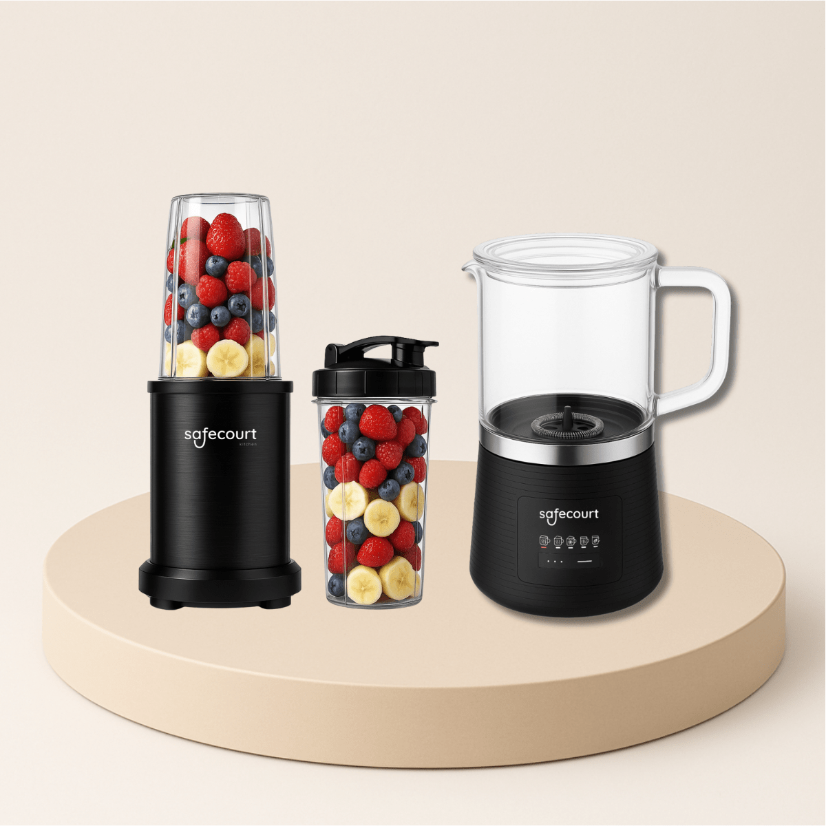 Melkopschuimer Crystal + Power blender Onyx - Safecourt Kitchen
