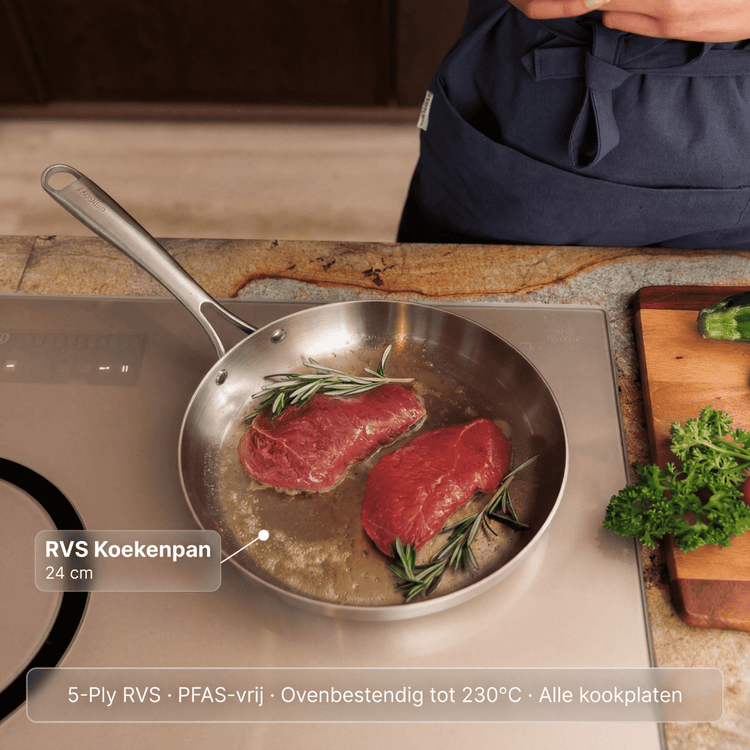 RVS koekenpan 24 cm - Safecourt Kitchen