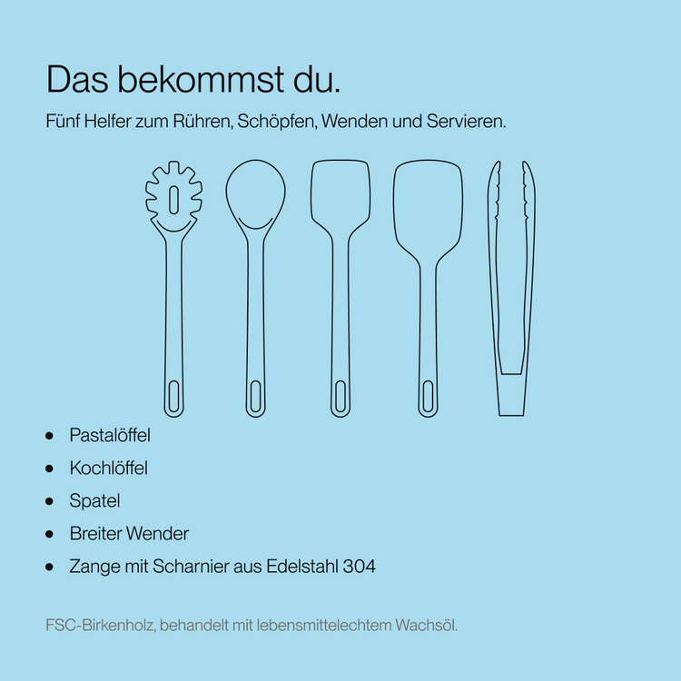 Houten Spatelset 100% FSC Berkenhout | 5 delig – Bild 5
